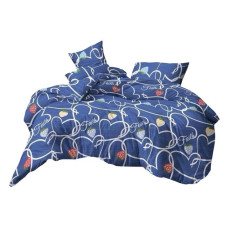 Постільна білизна Textile House Бязь 65 200х220см євро бязь серця та полунички на синьому