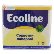Серветки столові Eco-Line одношарові 40шт білі Серветки столові Eco-Line одношарові 40шт білі