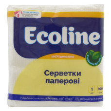 Серветки столові Eco-Line одношарові 100шт білі Серветки столові Eco-Line одношарові 100шт білі
