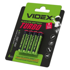 Батарейка VidexTurbo лужна AA/LR6 пальчик 4шт блістер
