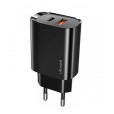 Мережевий зарядний пристрій Usams CC121 T35 20W USB Type-C плюс USB Type-A чорний Мережевий зарядний пристрій Usams CC121 T35 20W USB Type-C плюс USB Type-A чорний