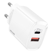 Мережевий зарядний пристрій Usams CC121 T35 20W USB Type-C плюс USB Type-A білий Мережевий зарядний пристрій Usams CC121 T35 20W USB Type-C плюс USB Type-A білий