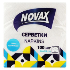 Серветки паперові Novax 24x24см 100шт білі