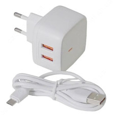 KONI strong сетевое зарядное устройство KS74M, 2.4A, 2USB USB charger for micro, цвет белый