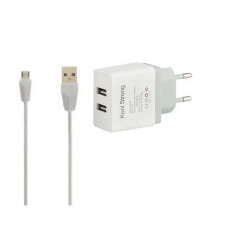 KONI strong сетевое зарядное устройство K2, 2.1A, 2USB USB Кабель Micro, цвет белый KONI strong сетевое зарядное устройство K2, 2.1A, 2USB USB Кабель Micro, цвет белый