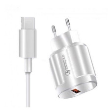 Мережевий зарядний пристрій WUW T42 1USB плюс кабель Type-C білий
