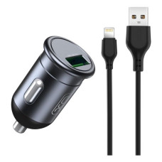 Автомобільний зарядний пристрій XO CC46 1USB плюс кабель Lightning чорний Автомобільний зарядний пристрій XO CC46 1USB плюс кабель Lightning чорний