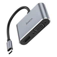 Хаб Hoco HB30 Eco Type-C multi-function converter HDTV плюс VGA плюс USB3.0 плюс PD сірий