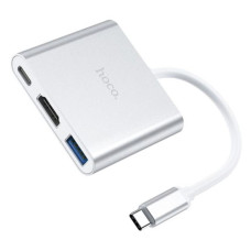 Хаб Hoco HB14 Easy use Type-C Adapter Type-C to USB3.0 плюс HDMI плюс PD сірий