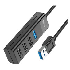Хаб Hoco HB25 Easy mix 4in1 converter USB to USB3.0 плюс USB2.0х3 чорний
