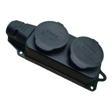 Розетка Techno Systems RUBBER двомісна з захисними кришками з/к IP44