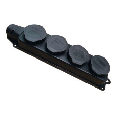 Розетка Techno Systems RUBBER чотиримісна з захисними кришками з/к IP44