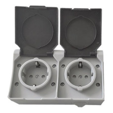 Розетка накладна Techno Systems Surface двомісна з/к IP54