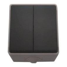 Вимикач для відкритої установки Techno Systems Surface 2-клавішний IP54