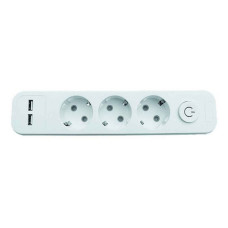 Колодка Techno Systems 3 гнізда з заземленням 2 USB та вимикачем Lynx
