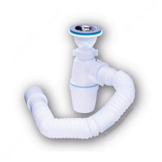 Сифон для умивальника Waterstel Orio А-32019 з нерж. випуском і гнучкою трубою 1 1/2 х 40/50