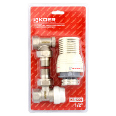 Комплект для підключення радіатора Koer KR.1320 кутовий 1/2'' з термоголівкою