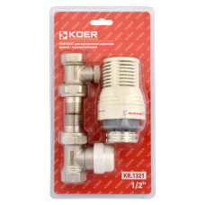 Комплект для підключення радіатора Koer KR.1321 прямий 1/2'' з термоголівкою
