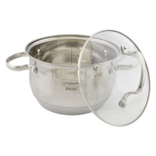 Каструля Maestrо MR-3512-18 d18см 2.9л нержавіюча сталь плюс кришка скло