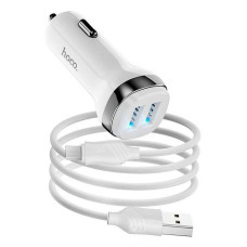 Автомобільний зарядний пристрій Hoco Z40 Super dual port car charger set micro білий