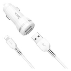 Автомобільний зарядний пристрій Hoco Z27 Staunch with Lightning 2USB 2.4A білий