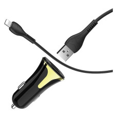 Автомобільний зарядний пристрій Hoco Z31 Universe c Lightning QC3.0 2USB чорний