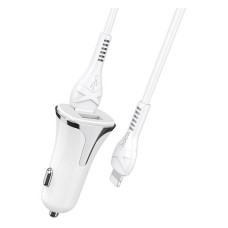 Автомобільний зарядний пристрій Hoco Z31 Universe c Lightning QC3.0 2USB білий