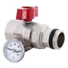 Кран с американкой антипротечка Koer KR 1032-Gi 1'' прямой с термометром
