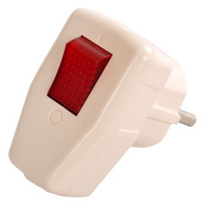 Вилка штепсельна SVT Electric SVT-7352 з заземленням та вимикачем 10/16А 250V біла
