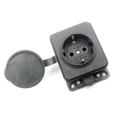 Колодка SVT Electric SVT-5701 1 гніздо з заземленням та кришкою каучук чорна