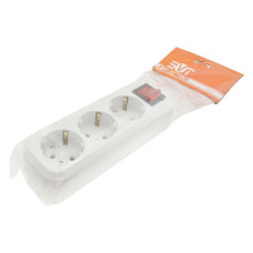 Колодка SVT Electric SVT-5823 3 гнізда з заземленням та кнопкою біла