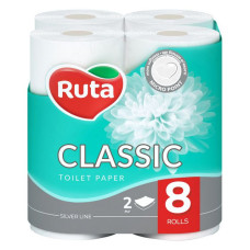 Туалетний папір Ruta Classic білий 170 відривів 2 шари 8 рулонів
