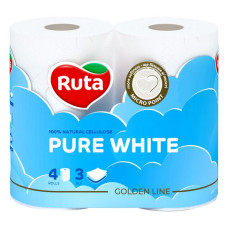 Туалетний папір Ruta Pure White білий 150 відривів 3 шари 4 рулони