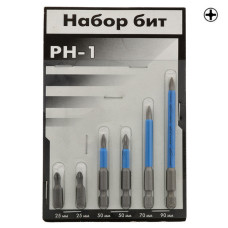 Набір біт на блістері РН-1x25мм 2шт РН-1x50мм 2шт РН-1x70мм 1шт РН-1x90мм 1шт