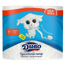 Туалетний папір Диво MaxRoll 2 шари 4 рулони білий Туалетний папір Диво MaxRoll 2 шари 4 рулони білий