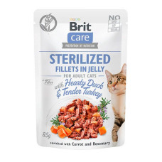 Філе в желе качка і індичка для стерилізованих Brit Care Cat pouch 85г