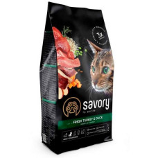 Сухий корм для кішок Savory Свіжа індичка і качка 2кг