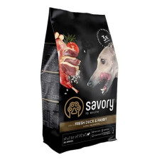 Сухий корм Savory для собак усіх порід Кролик та качка 3кг