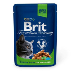Консерви для стерилізованих котів Brit Premium Cat pouch Курка 100г