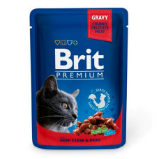 Консерви для кішок Brit Premium Cat pouch Тушкована яловичина і горошок 100г