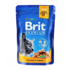 Консерви з Лососем та Фореллю в желе Brit Premium Cat pouch 100г