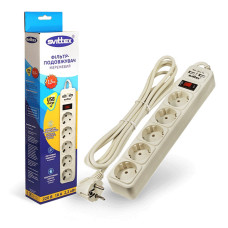 Мережевий фільтр Svittex SV-022 5 гнізд 1.5м 2хUSB 10А 3х0.75мм2