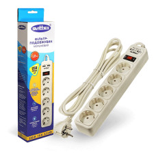 Мережевий фільтр Svittex SV-023 5 гнізд 1.8м 2хUSB 10А 3х0.75мм2
