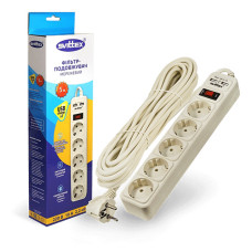 Мережевий фільтр Svittex SV-025 5 гнізд 5м 2хUSB 10А 3х0.75мм2