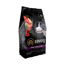 Сухий корм Savory для собак середніх порід Індичка та ягня 1кг