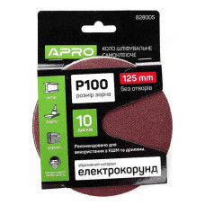 Круг шліфувальний без отворів Apro 828005 на липучці 125мм P100 10шт