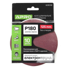 Круг шліфувальний без отворів Apro 828008 на липучці 125мм P180 10шт