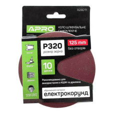 Круг шліфувальний без отворів Apro 828011 на липучці 125мм P320 10штмм P320 10шт