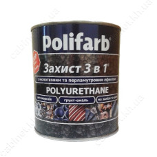 Грунт-емаль Polifarb Захист 3в1 з молотковим ефектом 0.7л срібляста
