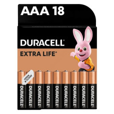 Батарейка Duracell лужна ААА / LR03 мікропальчик 18шт коробка